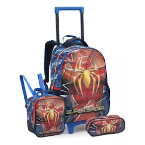 Kit Mochila Rodinhas Lancheira Estojo Homem Aranha Start