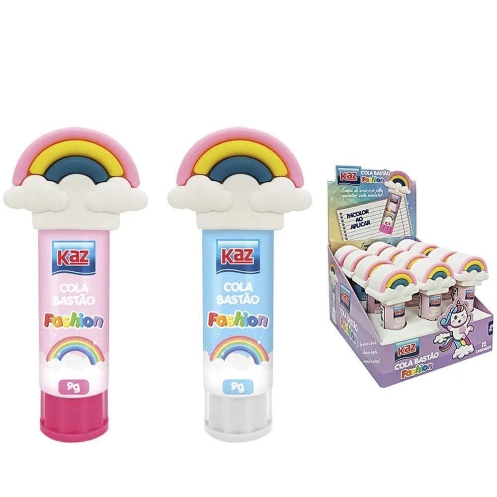 Cola Escolar Bastão Fashion Arco-iris - 9g - Kz5018 - Kaz