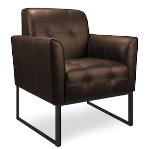 Poltrona Bia Couro Marrom A102 Base Metálica Industrial Preto - D`Rossi