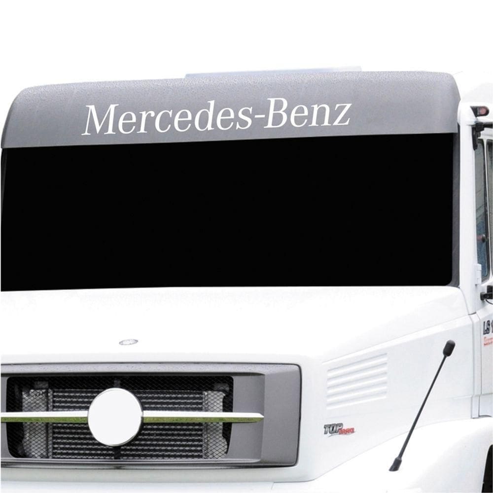 Adesivo Testeira Mercedes Benz Quebra Sol Caminhão Plotado Preto