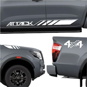 Faixa Nissan Frontier Attack 4x4 2023 Adesivo Lateral E Capô Branco