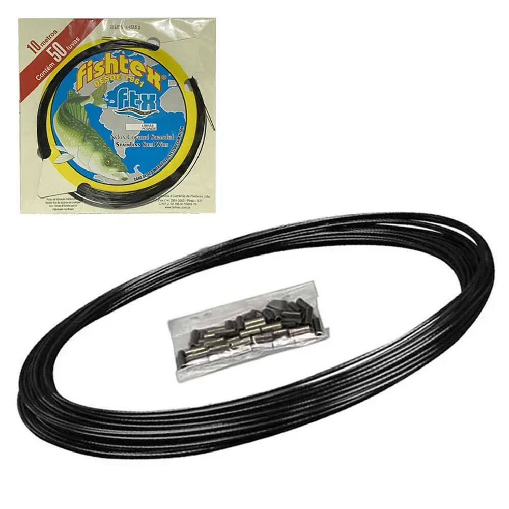 Cabo de Aço Fishtex Black 05lb (10m, flexível)