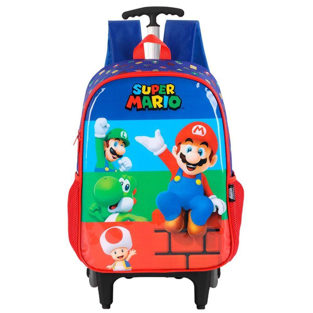 Mochila Super Mario Bros Rodinhas Escolar Infantil Vermelho