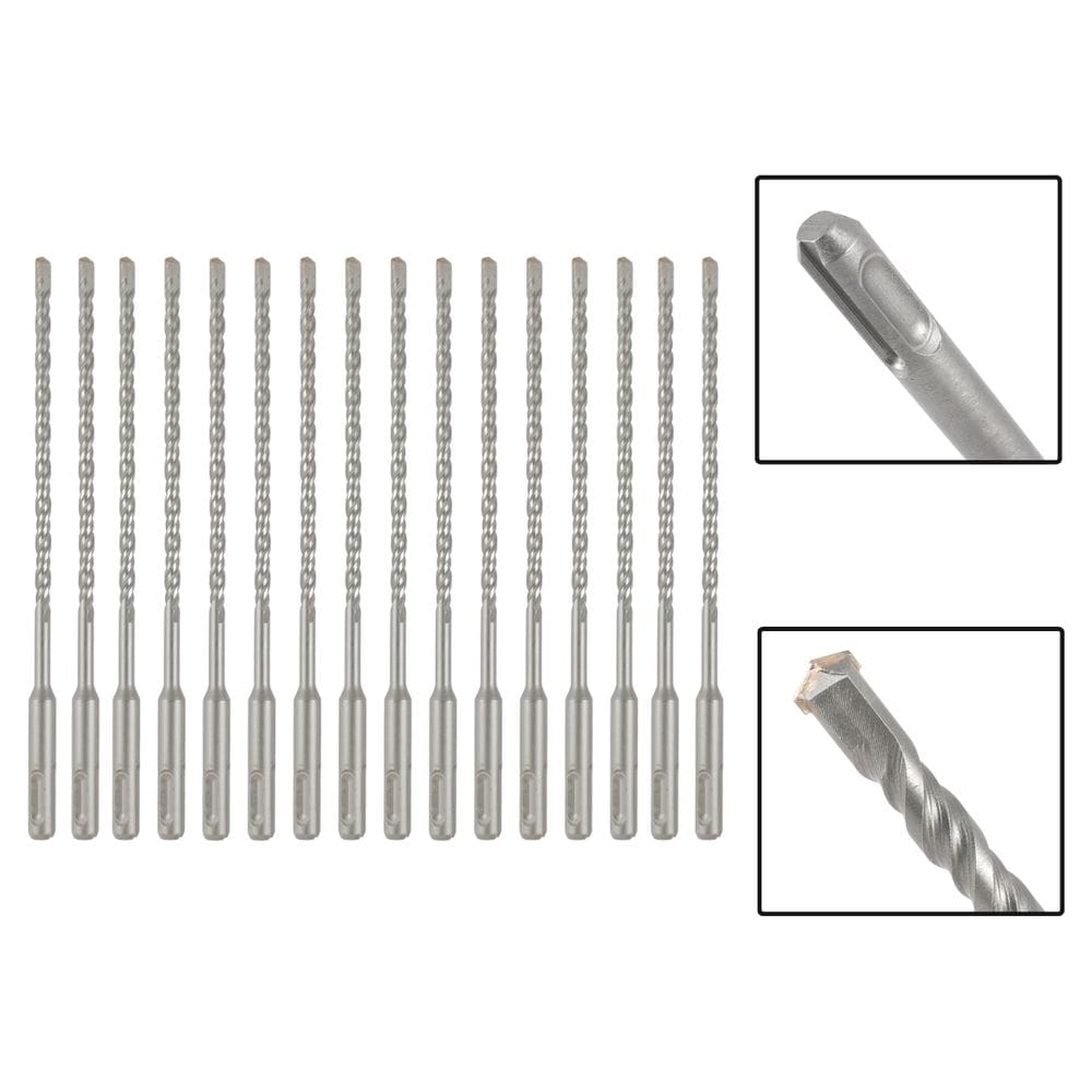 Jogo 16 Brocas SDS Plus 6X260 mm Aço Carbono Tungstênio