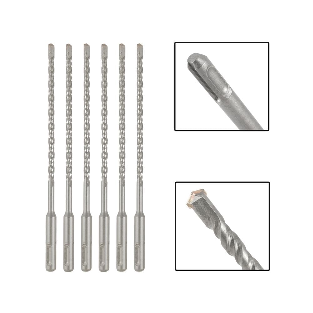 Jogo 6 Brocas SDS Plus 6X260 mm Aço Carbono Tungstênio