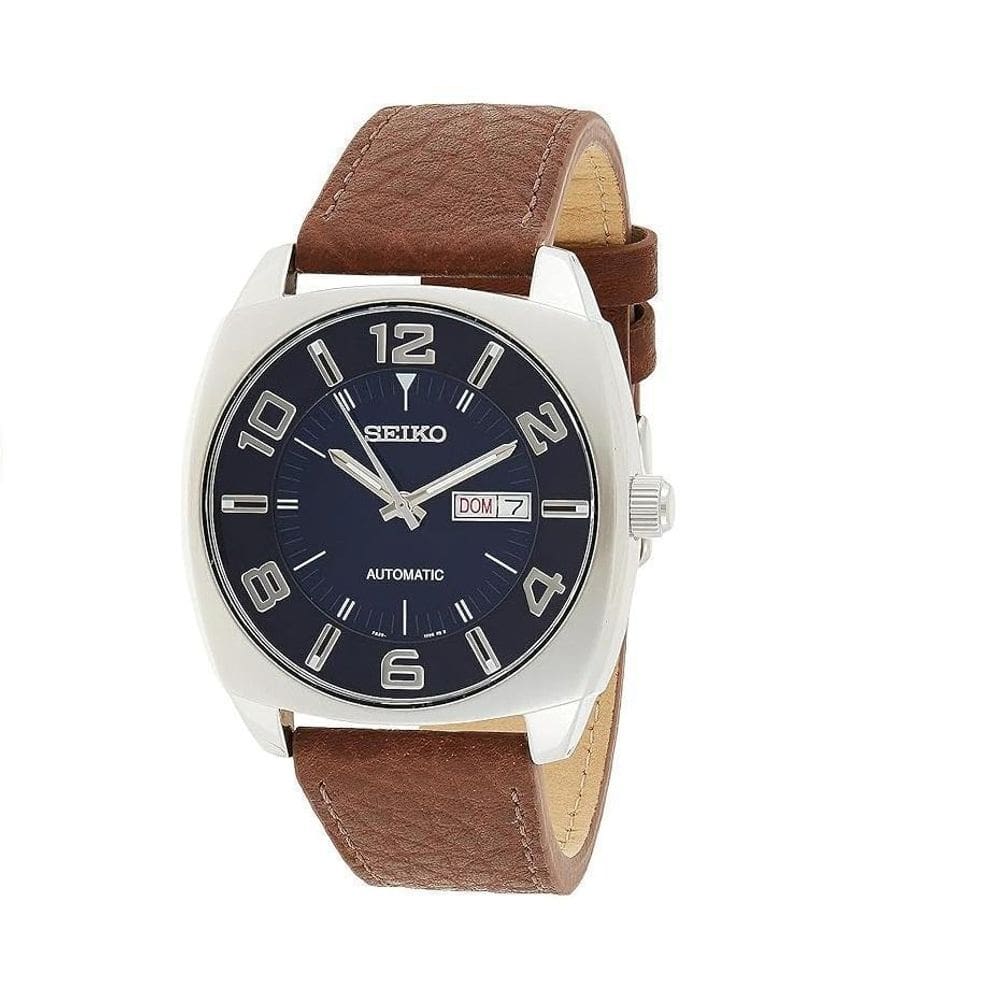 Relógio Seiko Recraft Snkn37 Azul Pulseia Couro Marrom