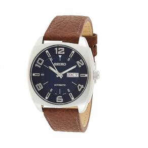 Relógio Seiko Recraft Snkn37 Azul Pulseia Couro Marrom