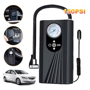 Mini Compressor de Ar, Automotivo, Portátil, Para Moto, Bicicleta, Carro, 150PSI, 4.7V, Preto