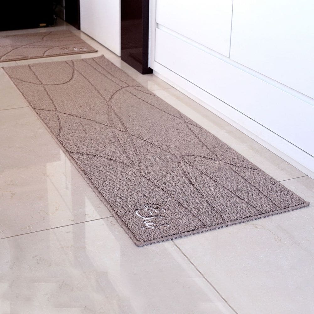 Tapete de Cozinha 100% Polipropileno Retangular Base Antiderrapante Vizapi Chef 50x160cm Stone