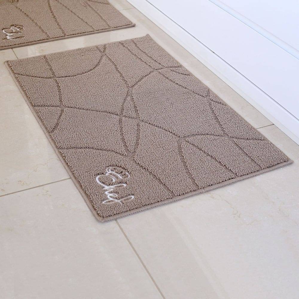 Tapete de Cozinha 100% Polipropileno Retangular Base Antiderrapante Vizapi Chef 50x80cm Stone