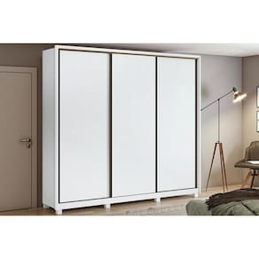 Guarda Roupa 3 Portas De Correr E 6 Gavetas C- Pés Spazio Branco - Lopas