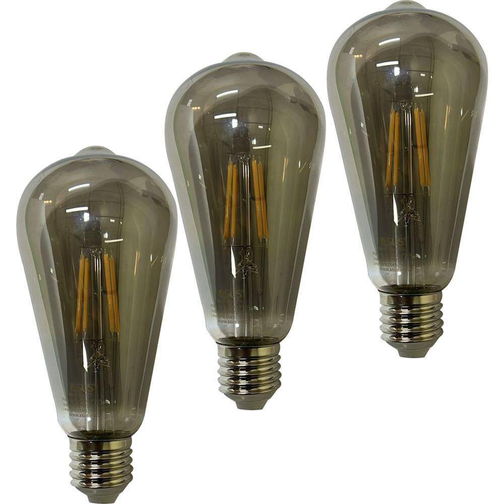 Lampada Led 30w Fume Multi Filamento Kit 3 Uni Decoraçao Casa Sala Quarto Iluminaçao Branco Quente