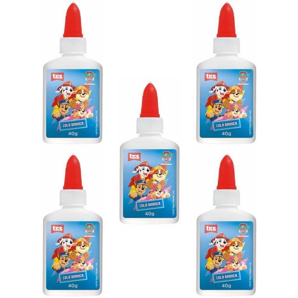5x Cola Branca Líquida Escolar Patrulha Canina 40g - Tris
