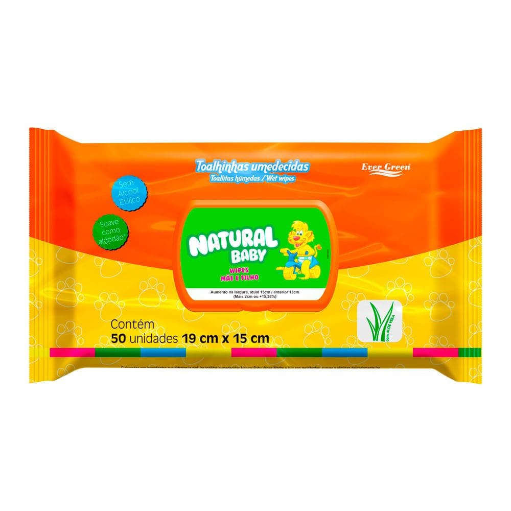 Toalha Umedecida Natural Baby Wipes 50 Unidades