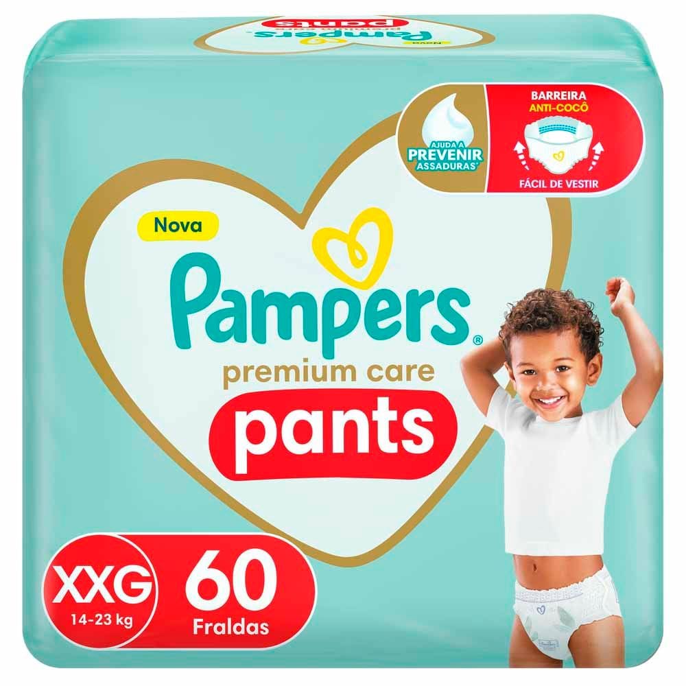 Fralda Infantil Pampers Premium Care Pants Tamanho XXG com 60 Unidades