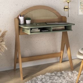 Mesa Escrivaninha Mali 100% Mdf Carvalho/Menta - Pnr Móveis