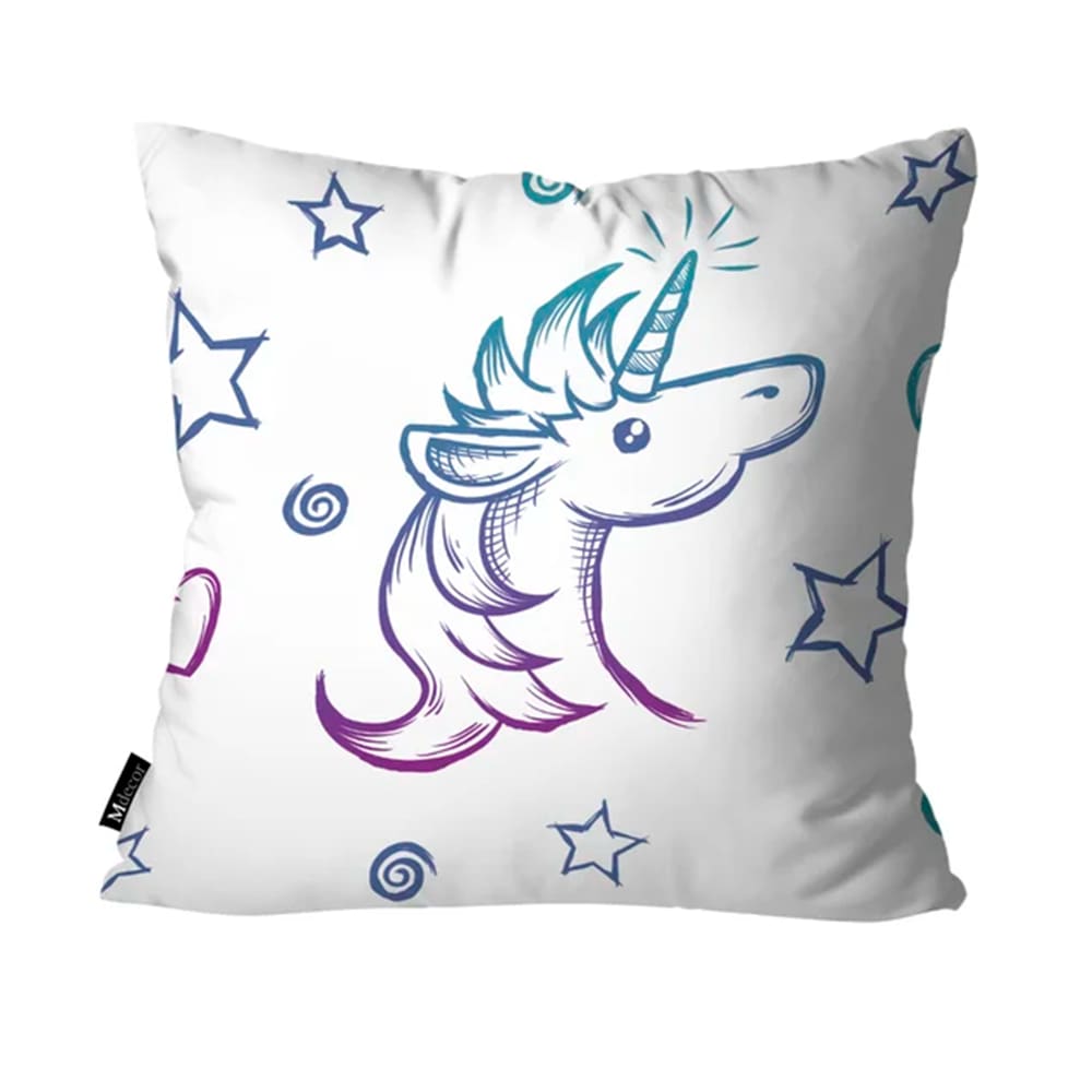 Capa Para Almofada Mdecore Unicórnio Branco - 35x35cm