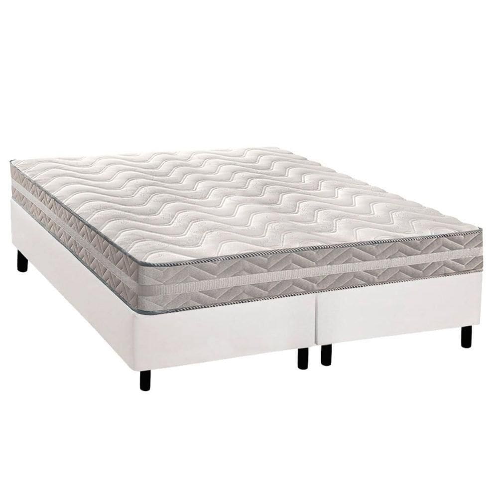 Conjunto Box Queen Colchão Anatômico Paropas D28 Master Ag80 Prata Double Face 17 + Base Crc Courano White (158x198)