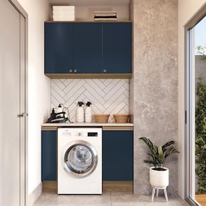 Lavanderia Modulada Kappesberg Celeste 3 Peças Nogueira/azul 120cm