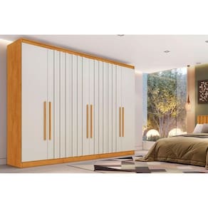 Guarda Roupa Casal 6 Portas (4 Ripadas) E 4 Gavetas Oxford Peroba-off White - Europa