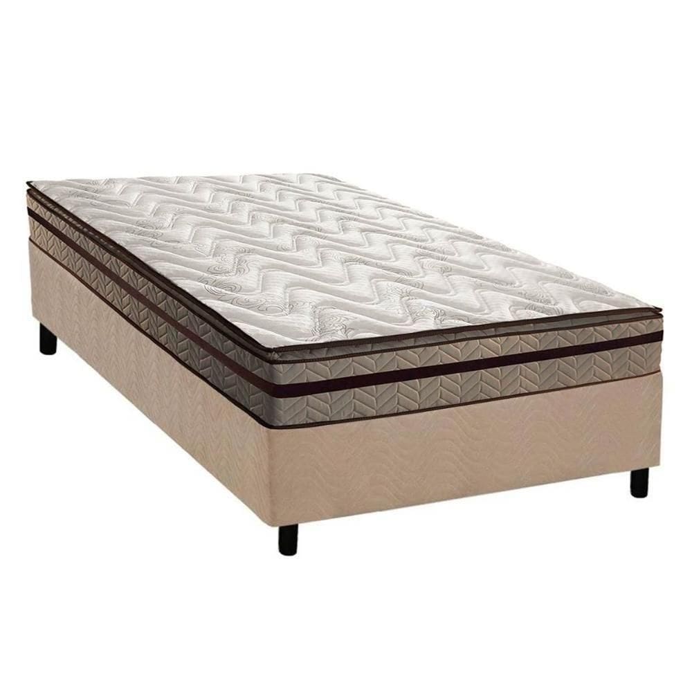 Conjunto Box Solteiro Colchão Anatômico Paropas D28 Orthomedic Gold Plus Rústico Clean + Base Crc Suede Clean (88x188)