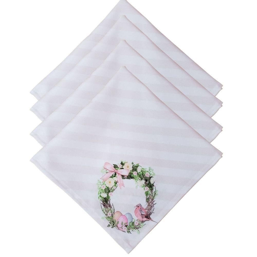 Kit 4 Guardanapos Páscoa Floral Vintage Pássaros Da Charlô 40cmx40cm rosa