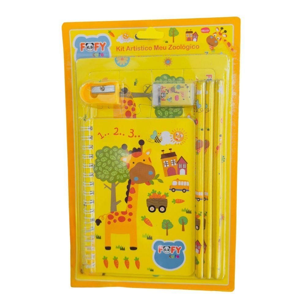 Kit Desenho Artístico Infantil Meu Zoologico 7 Peças Fofy