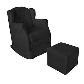 Poltrona Amamentação Cadeira Reforçada Balanço Puff Suede Cor:preto