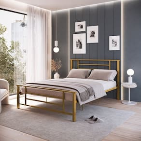 Cama de Casal em Ferro Emy Design Mais Moderno Dourado