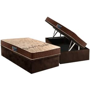 Conjunto Box Baú Solteiro Colchão Espuma D Angelis Anjos D28 Confort + Base Crc Suede Brown (88x188)