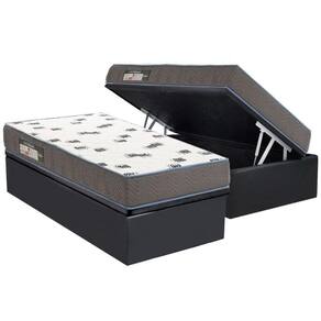 Conjunto Box Baú Solteiro Colchão Espuma Ortobom D33 Light Saúde + Base Crc Suede Gray (88x188)