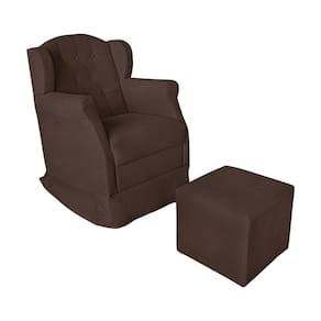 Poltrona Amamentação Balanço Confortável Puff Pétala Suede Cor:marrom