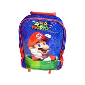 Mochila Rodinhas Escolar Pequena Super Mario Azul - Luxcel