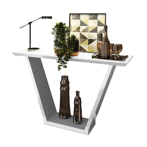 Aparador Sala Estar 136cm Tampo MDF c/ Vidro Lótus D04 - D`Rossi
