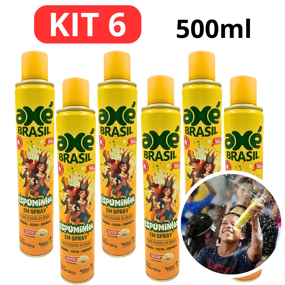 Kit 6 Espuma de Carnaval Spray Espuminha Neve 500ml