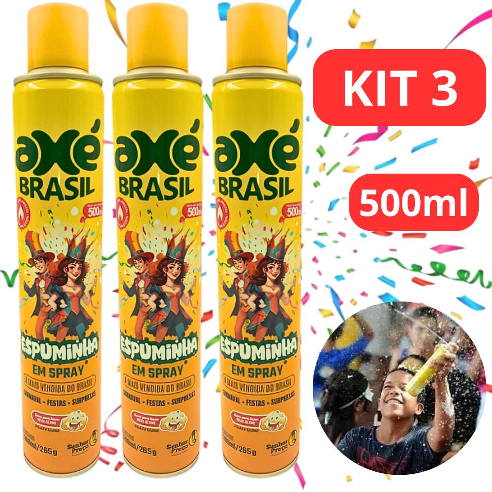 Kit 3 Espuma de Carnaval Spray Espuminha Neve 500ml