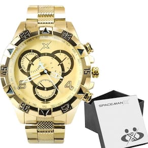Relogio Masculino Aço Dourado Inoxidavel + Caixa Premium