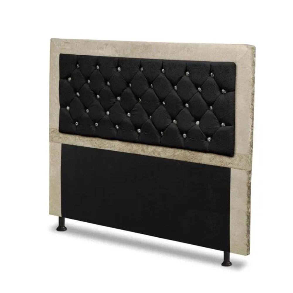Cabeceira Casal Queen 160 cm Para Cama Box Berlim Marfim Preto