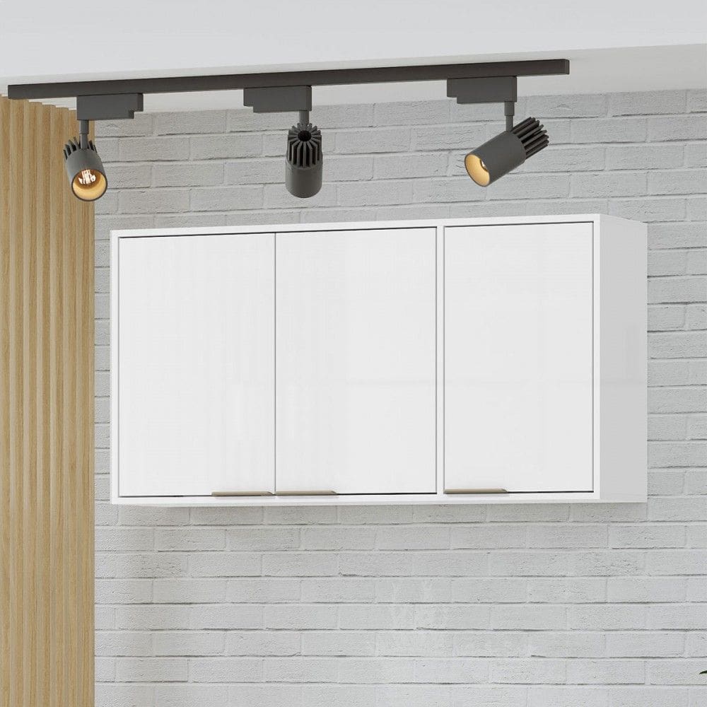Armário Aéreo de Cozinha 120 Cm Gloria 3 Portas Branco Neve - Mx Móveis