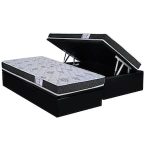 Conjunto Box Baú Solteiro Colchão Espuma Orthoflex D20 Comfortpedic + Base Crc Suede Black (88x188)