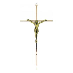 Crucifixo Parede Metal Jesus Cristo Cruz Dourado 25.5cm