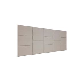Cabeceira Estofada Queen 13 Blocos Não é Segredo Suede Amassado Bege Claro 160x60