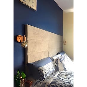 Cabeceira Estofada King 9 Blocos Não é Segredo Suede Liso Bege 195x90