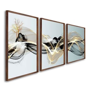 Quadro Decorativo Abstrato com 3 Telas de Parede para Sala Quarto Escritório 60cm X 90cm Marrom