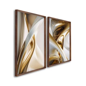 Quadro Decorativo Abstrato com 2 Telas de Parede para Sala Quarto Escritório 60cm X 90cm Marrom