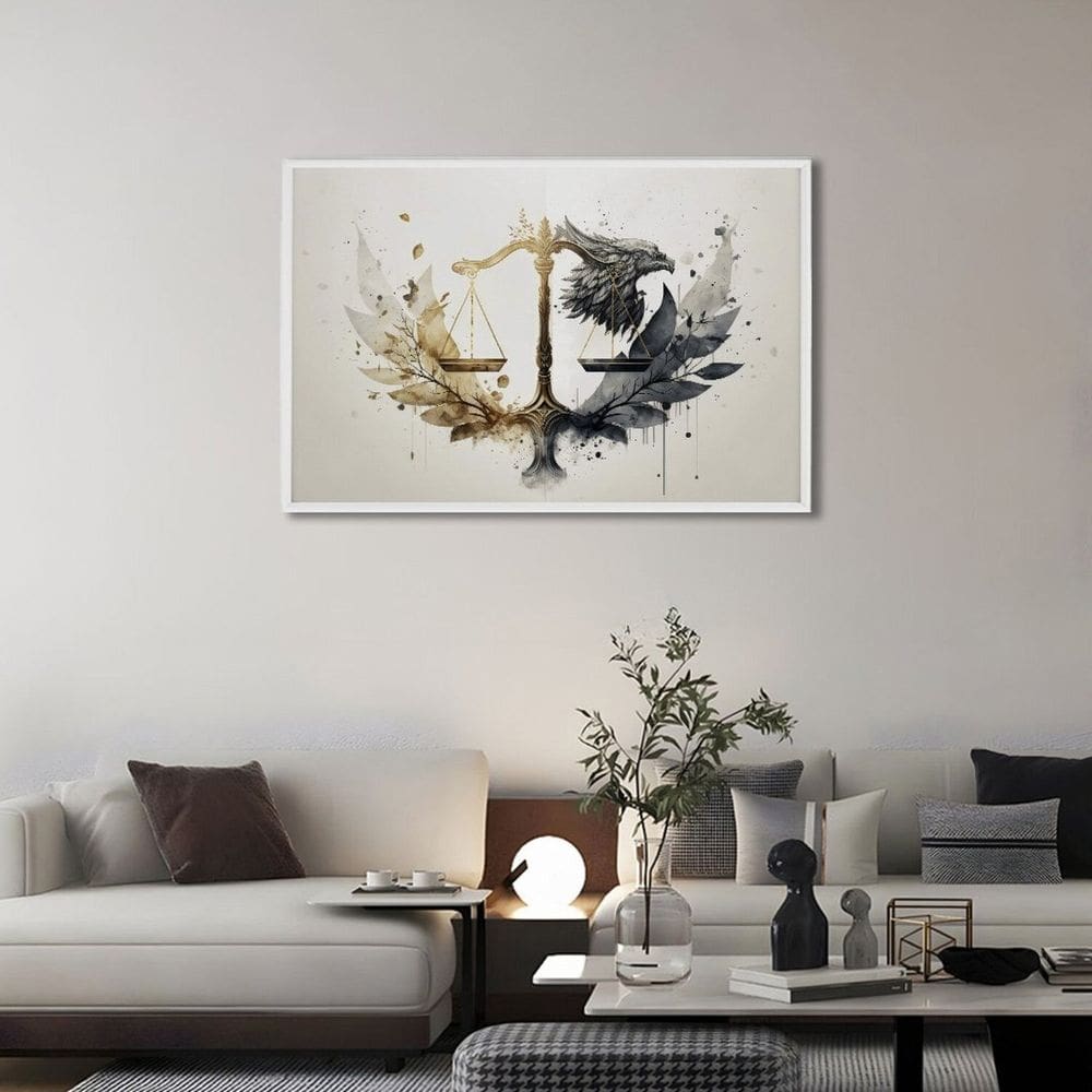 Quadro Decorativo Temático Direito com 1 Tela para Escritório Hall Lavabo 60cm X 90cm Branco