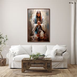 Quadro Decorativo Religioso Jesus em Oração 1 Tela para Sala Quarto Igreja 80cm X 120cm Marrom