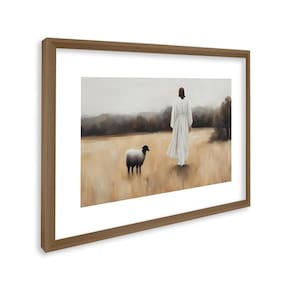 Quadro Decorativo Religioso Cordeiro de Deus com 1 Tela Cm ou Cm de Parede para Sala Quarto Hall 60c Marrom