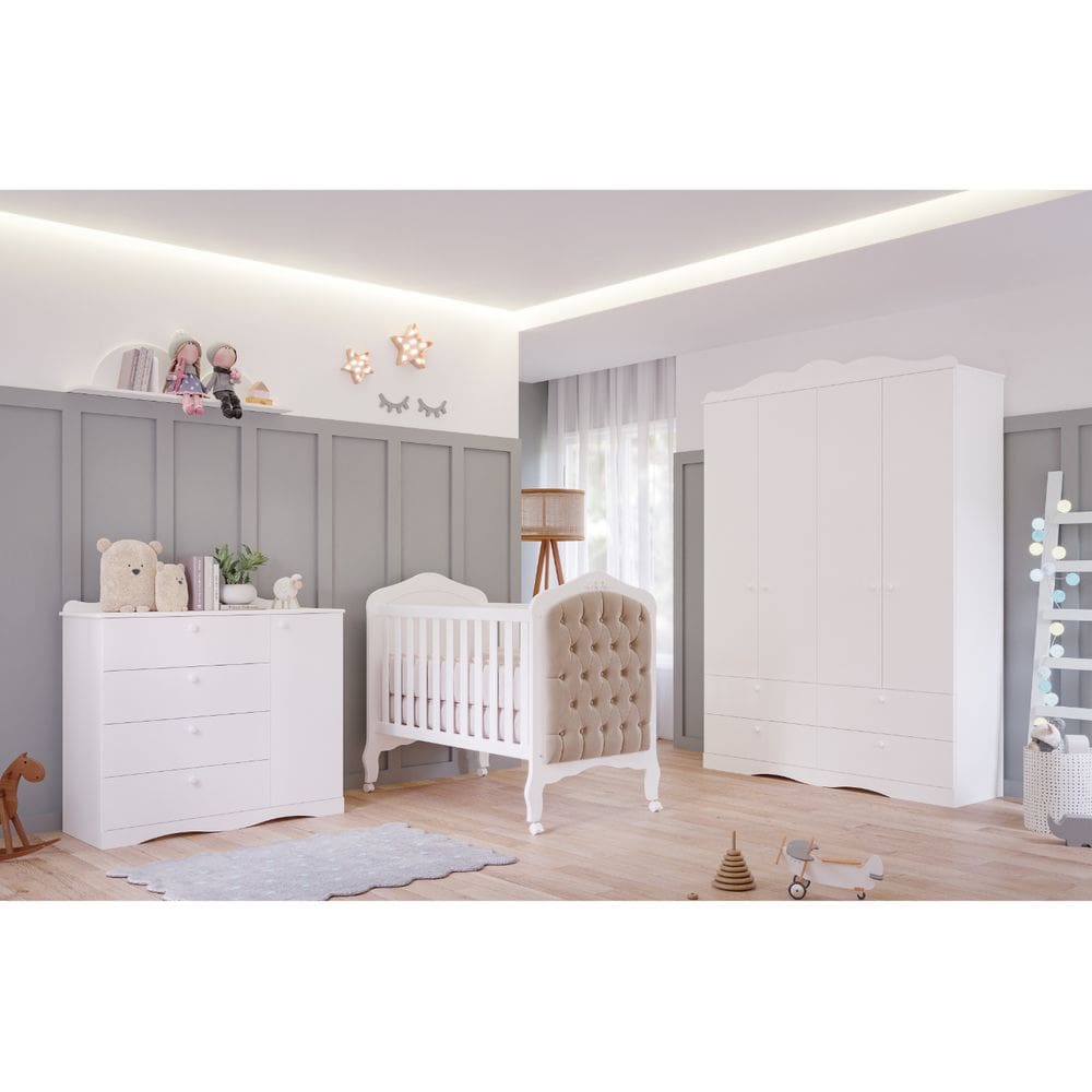 Quarto Completo Bebê Provençal Permobili Encanto kit cap MDF