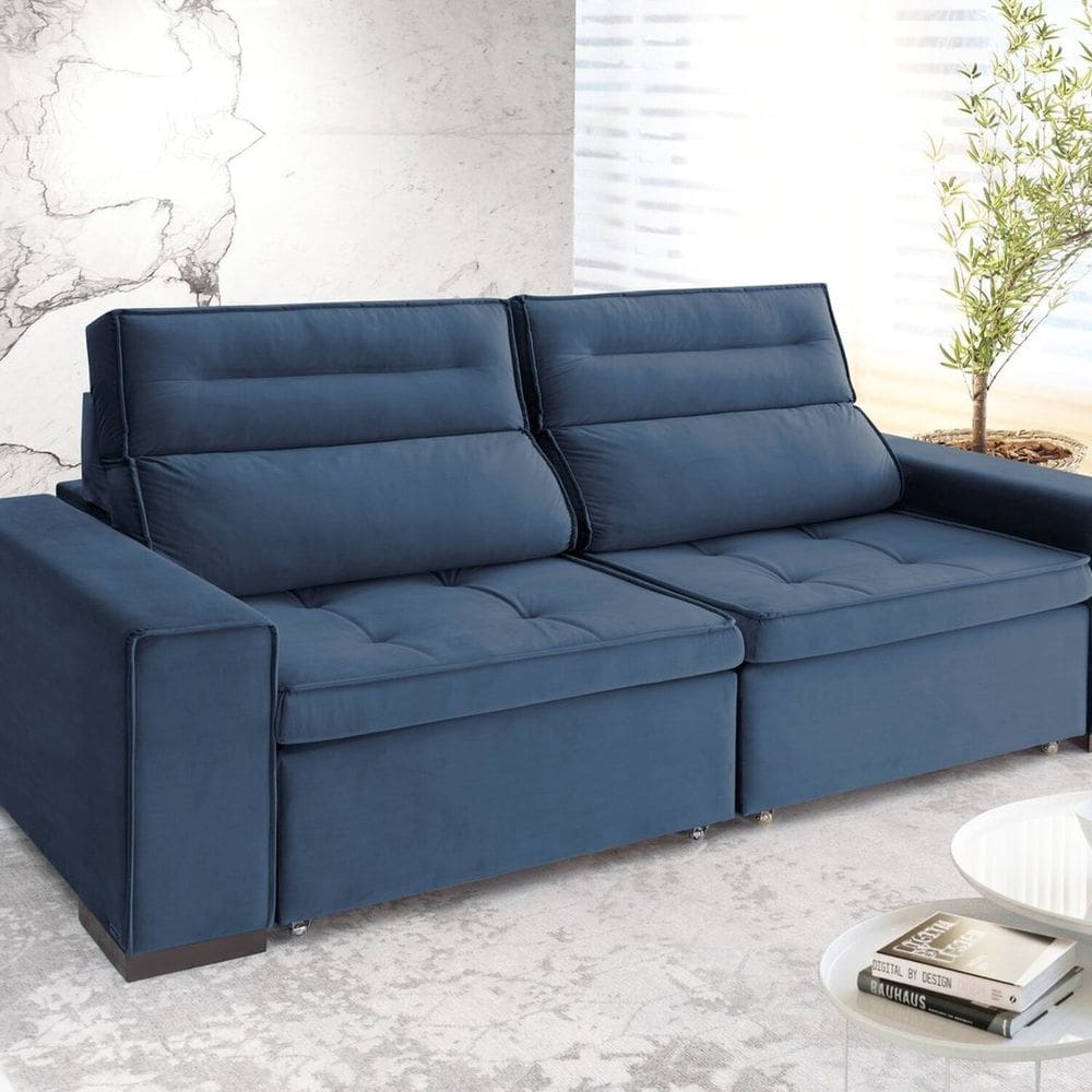 Sofá Retrátil e Reclinável 2 Lugares 230 Cm Charm Azul